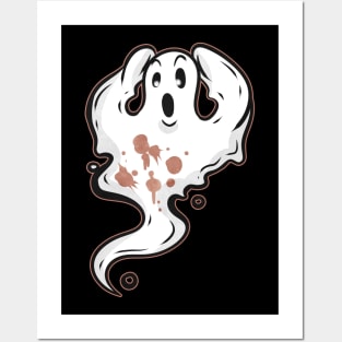 Ghost Is Scared Coffee Stains Of Cocoa Halloween Posters and Art